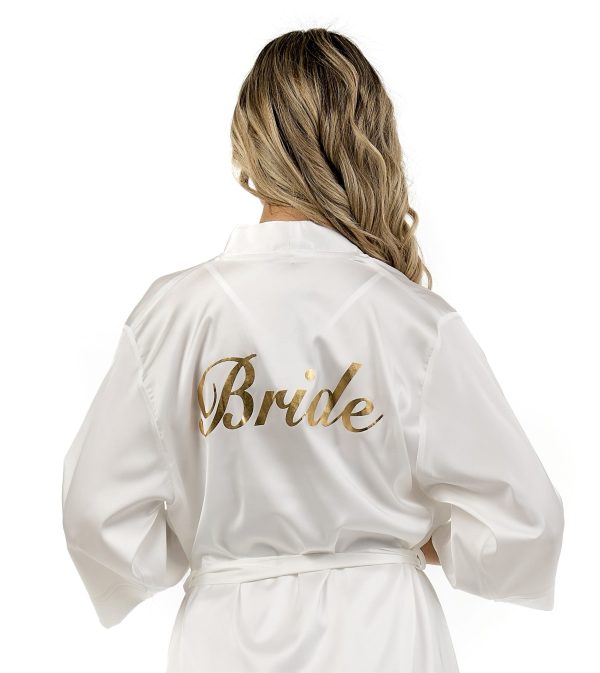 ΝΥΦΙΚΗ ΡΟΜΠΑ ΣΑΤΕΝ  ΛΕΥΚΗ ΜΕ LOGO "BRIDE" ΣΤΗΝ ΠΛΑΤΗ 414 - Image 2