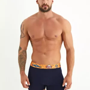 Μποξεράκια "SOMA" σε σκούρο μπλε χρώμα, με πορτοκαλί εξωτερικό λάστιχο