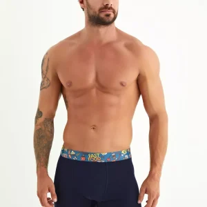 Μποξεράκια "SOMA" σε σκούρο μπλε χρώμα, με μπλέ ραφ εξωτερικό λάστιχο